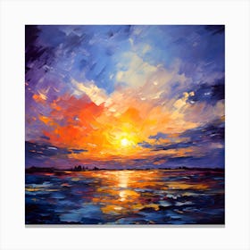 Abstract Colorful Lake Sunset Square Canvas Print