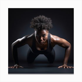 Black Woman Doing Push Ups Canvas Print