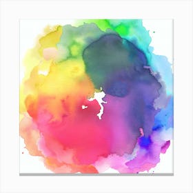 Watercolor Circle Colorful Square Canvas Print