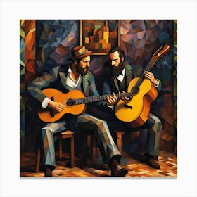 Two Musicians Playing Guitars 1 Canvas Print