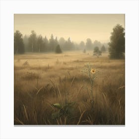 The Brass Grass (brown, field, lonely, nature) Canvas Print