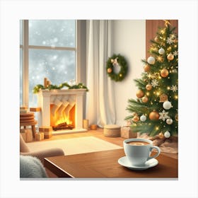 Christmas In The Living Room Canvas Print