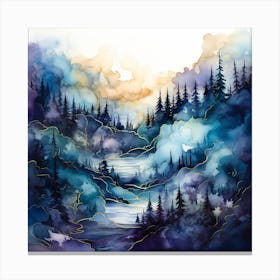 Forest Landscape Watercolor Painting Canvas Print