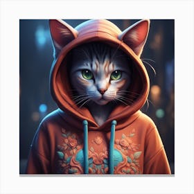 Cat In Hoodie Canvas Print