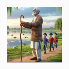 children in morning Canvas Print