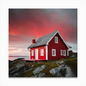 Red House At Sunset Canvas Print