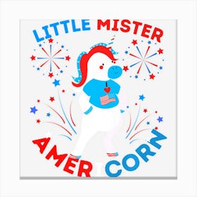 Limited Edition Funny 4th Of July Unicorn Fun Little Mister Canvas Print