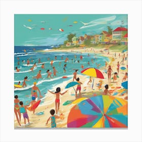 Sea Swimming In The Beach 8 Canvas Print