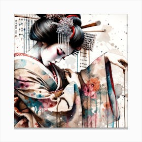 Watercolor Geisha Dancer #1 Canvas Print
