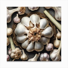 Garlic Cloves On Black Background 3 Canvas Print