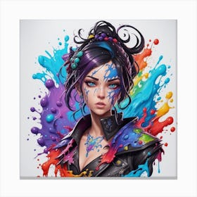 Girl With Paint Splashes Canvas Print