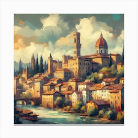 Village Houses Buildings Facade Canvas Print