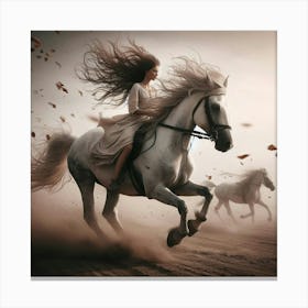 Girl Riding A Horse 2 Canvas Print