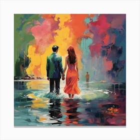 Couple In Water Canvas Print