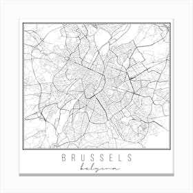 Brussels Belgium Street Map Canvas Print