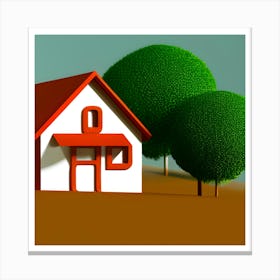 House With Trees Canvas Print