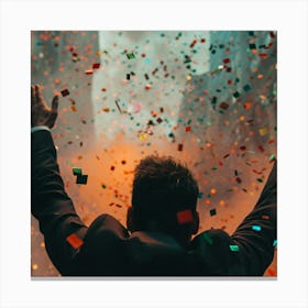 Businessman Celebrating Confetti Canvas Print