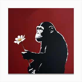 Chimp - flower Canvas Print