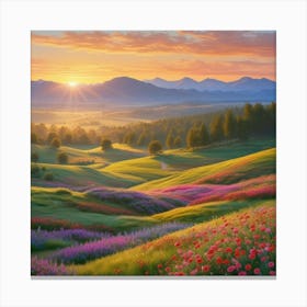 Sunset In The Meadow 1 Canvas Print