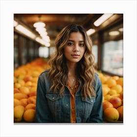 Asian Girl In A Market Canvas Print