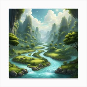 River In The Forest 24 Canvas Print