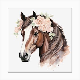 Horse Head With Flowers 2 Canvas Print