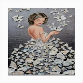 Girl With Butterflies Canvas Print