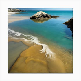 Translucent Blue Sea, White Surf on the Beach 1 Canvas Print