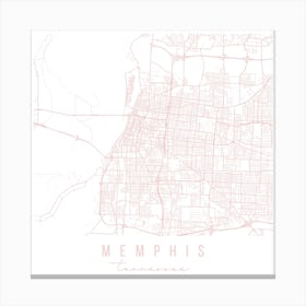 Memphis Tennessee Light Pink Minimal Street Map Square Canvas Print