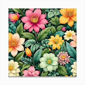 Seamless Floral Pattern 1 Canvas Print