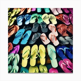 Colorful Flip Flops galore Canvas Print