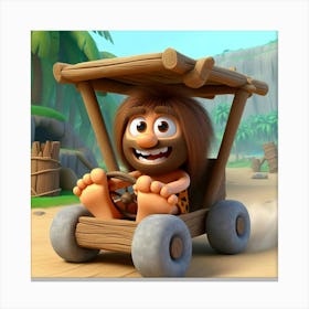 Cartoon Character Driving A Car Canvas Print