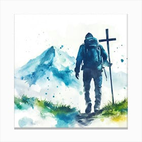 Watercolor Of A Hiker 1 Canvas Print