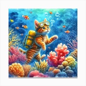 Scuba Diving Kitten Canvas Print