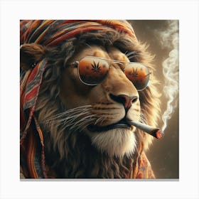 Lion Smoking Weed 2 Canvas Print
