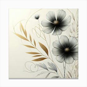 Black And Gold Flowers Canvas Print