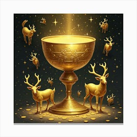 Golden Chalice Surrounded By Floating Runes 1 Canvas Print