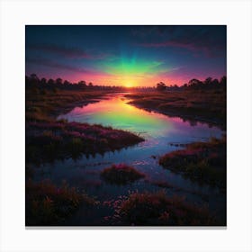 Sunset Over A River 2 Canvas Print