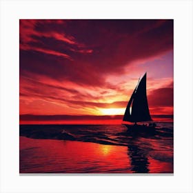 Sailboat At Sunset 35 Canvas Print