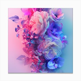 Bouquet Of Pink, Purple, Blue Pastel Flowers Canvas Print