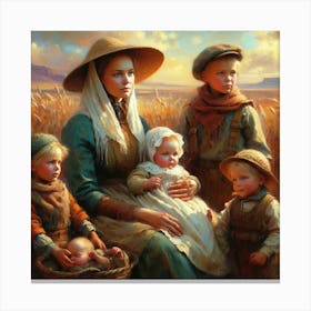 Mother And Children Canvas Print