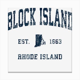 Block Island Rhode Island Ri Vintage Athletic Navy Sports De Toile