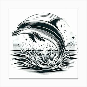 Line Art dolphin 3 Canvas Print