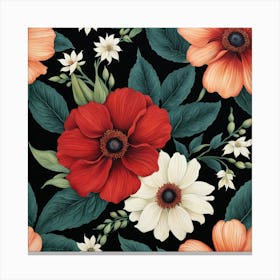 Red And White Flowers Canvas Print