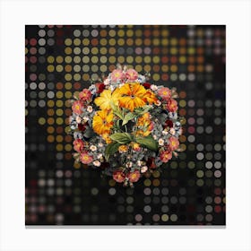 Vintage Lychnis Grandiflora Flower Wreath on Dot Bokeh Pattern Canvas Print