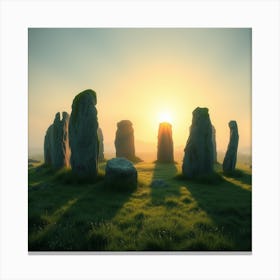 Ancient Stone Circle In A Foggy Moor Canvas Print