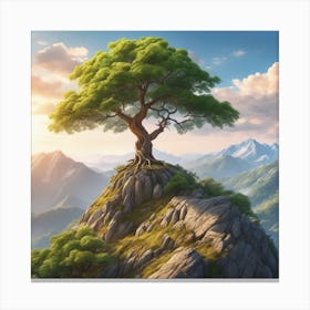 Lone Tree On Top Of Mountain 58 Canvas Print