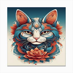 Cat With Flowers Canvas Print