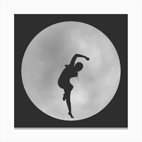 Minimalist Black and White Full Moon Silhouette with Dancer - Empowerment - Moon Magic Canvas Print