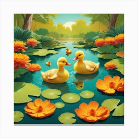 Ducks In The Pond 22 Canvas Print